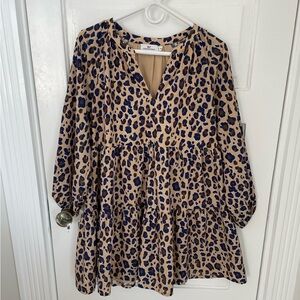 Vineyard Viens- Leopard Print V-Neck dress
